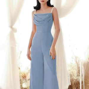 Ele Women's Spring Summer High Waist  Sexy Strapl Bustier Long Pants Commute Sle Glittering Zipper Design - AliExpress Jumpsuits&Rompers