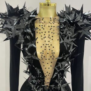 Shiny Black Rhinestone Velvet Long Sleeve Bodysuit Women Evening Party Club Gala Hosts NightClub Bar Stage Costumes - AliExpress Jumpsuits&Rompers