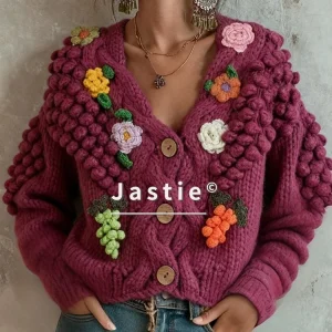 Hand-crochet Chunky Cardigan Sweater Thick Warm Knitted 3D Ball Grape Motifs Vintage Bohemian Winter Sweater Coat - AliExpress Sweaters&Jumpers