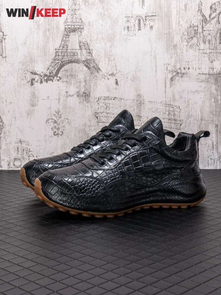 Retro Fashion Outdoors Mens Sportswear Breathable Genuine Leather Running Shoes Thick Platform Lace Up Jogging Sneakers Training - AliExpress Sneakers