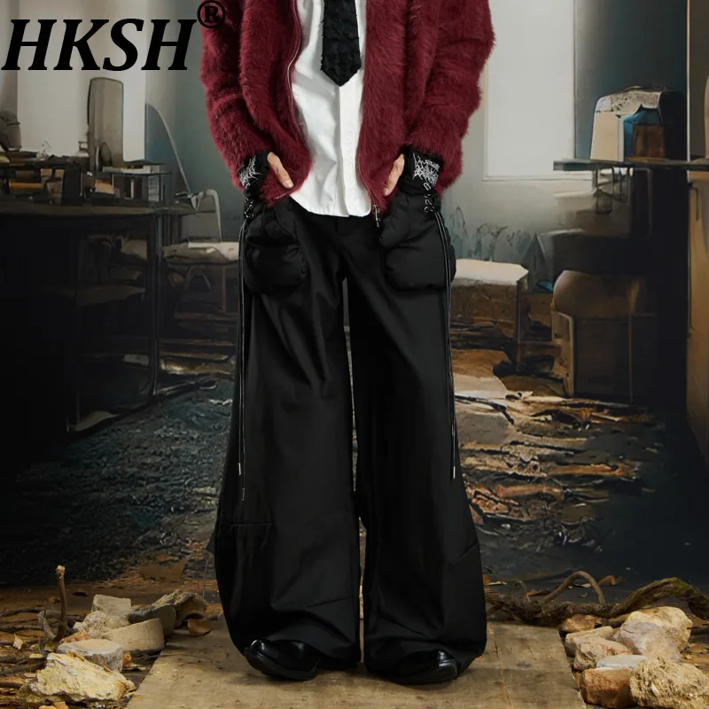 HKSH Spring Autumn New Men Pocket Design Versatile Lazy Chic Draped Casual Cargo Pants Safari Style Dark Punk Unisex Ins HK14777 - AliExpress Pants