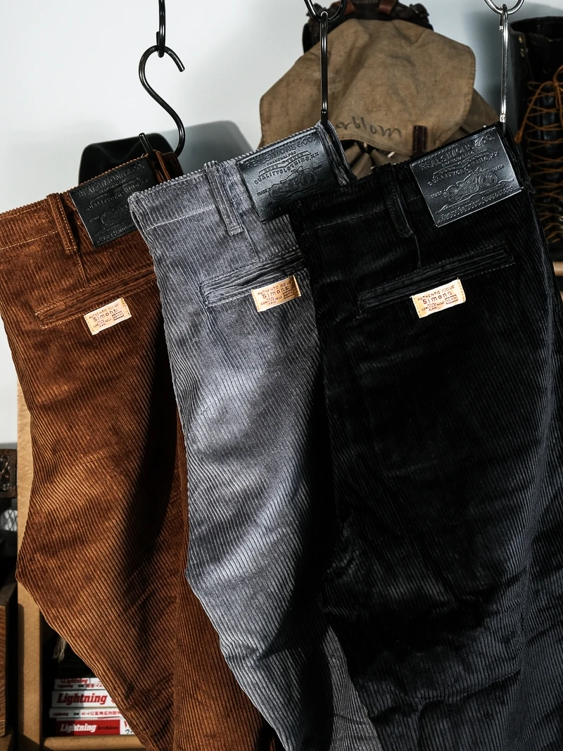 Retro 50s Corduroy Pants Loose Wide Leg Straight Heavy Stripe Camel Charcoal High End ey Men's Pants Straight Cut Casual Tr... - AliExpress Pants
