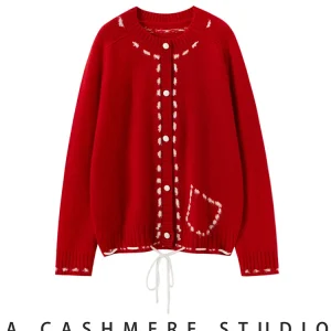 CHICUU Women's 100% Cashmere Sweater O-neck Cardigan Luxury Design Line Jacquard Cashmere Coat Autumn Winter Cashmere Knitwear - AliExpress Sweaters&Jumpers