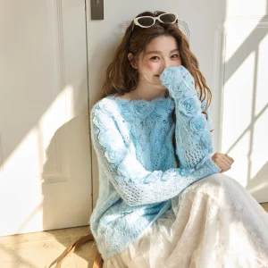 plus Size Knitted Sweater Star And Flower Pattern Loose Long Sve round Ne Spring Casual Sle for plus Size Women - AliExpress Sweaters&Jumpers