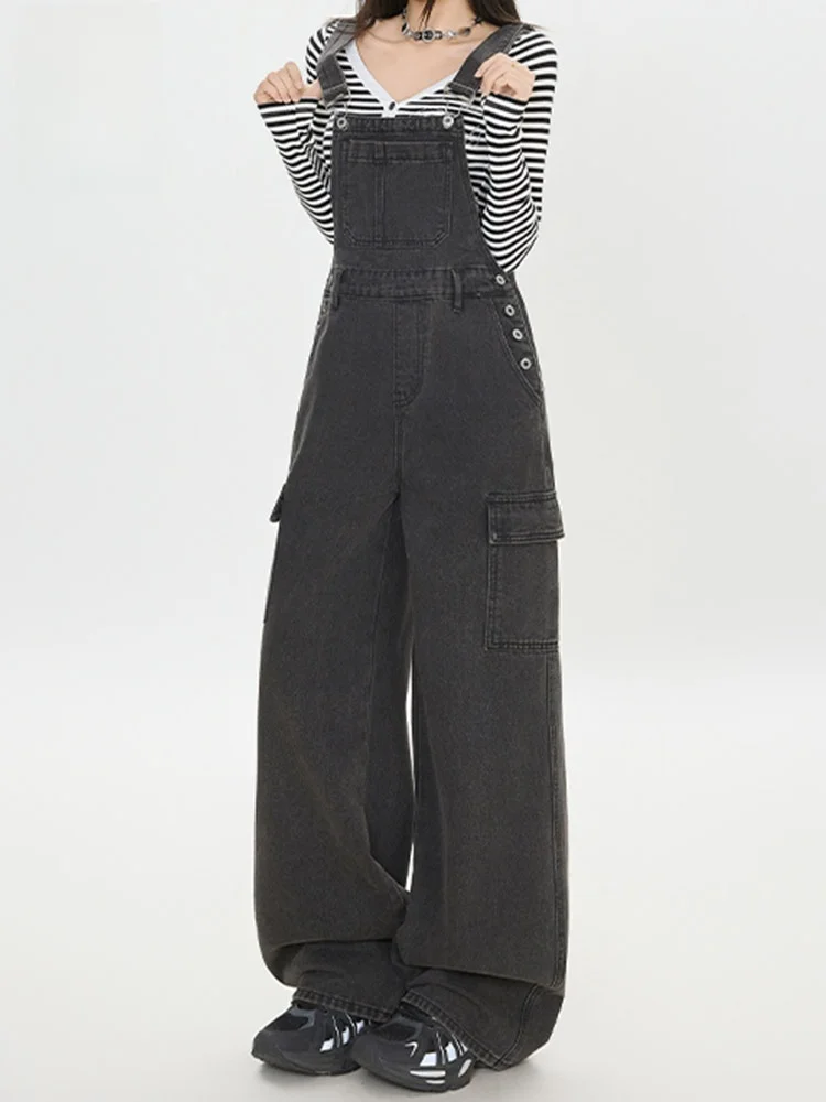 American Sle Denim Overalls Autumn Winter New Loose Slim Wide Leg Workwear Jumpsuit High Waist Long Pants Commute Sle - AliExpress Jumpsuits&Rompers