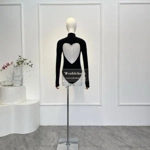 Minimalist Casual Black Turtleneck Heart Cutout Back Long Sleeve Bodysuit Women Wear Size Runs Small - AliExpress Jumpsuits&Rompers