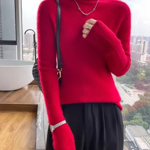 Women's Pullovers Heaps Collar Elegant Style Autumn Winter 100% Cashmere Knitted Simple Solid Color Slim Fit Bottoming Sweater - AliExpress Sweaters&Jumpers