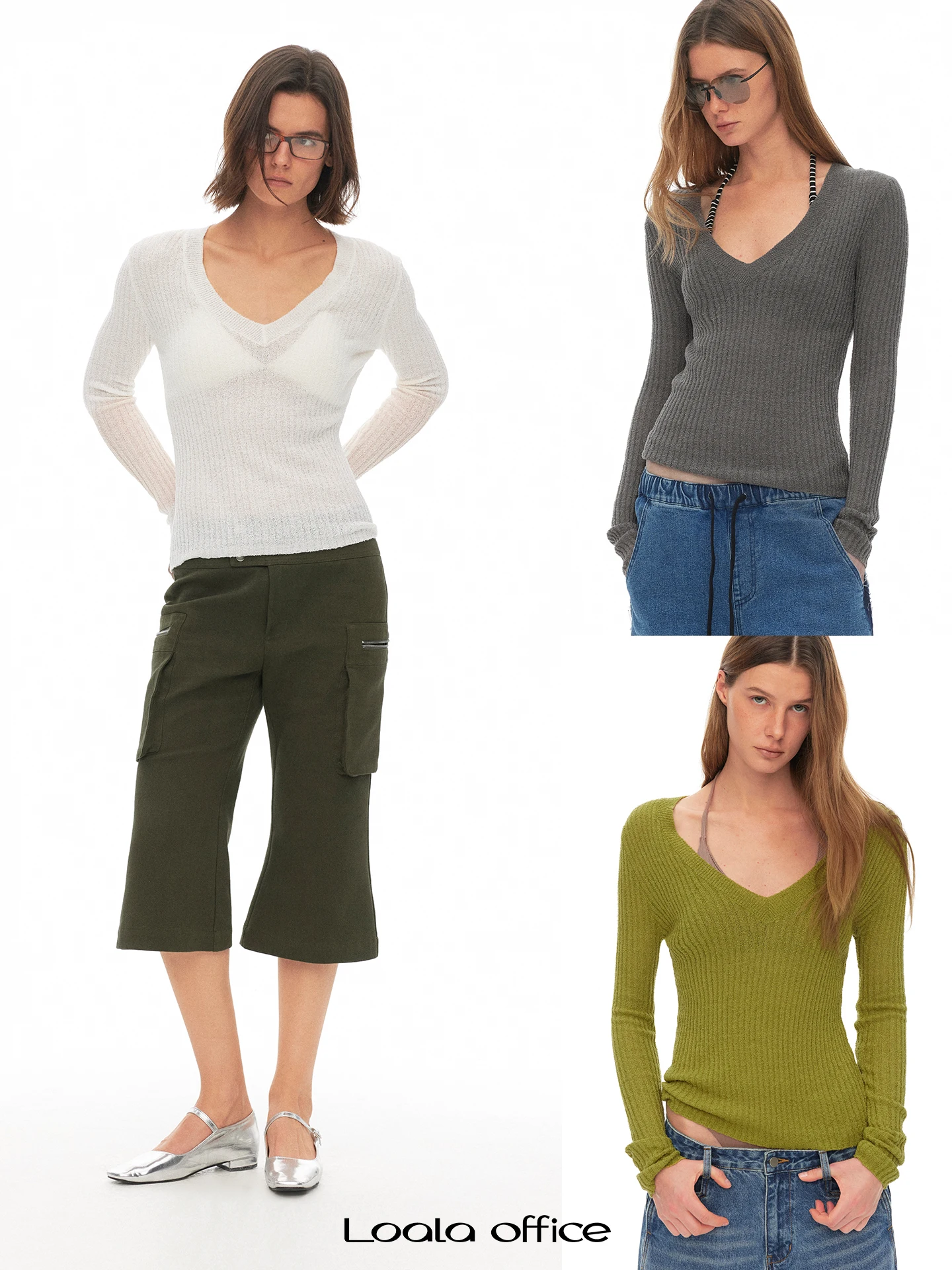 Loala Office Lazy V-Neck Knitted Pure Color Base Layer Overhead Cover up Women's Loose Fit Long Sleeve Spring Pullover - AliExpress Sweaters&Jumpers