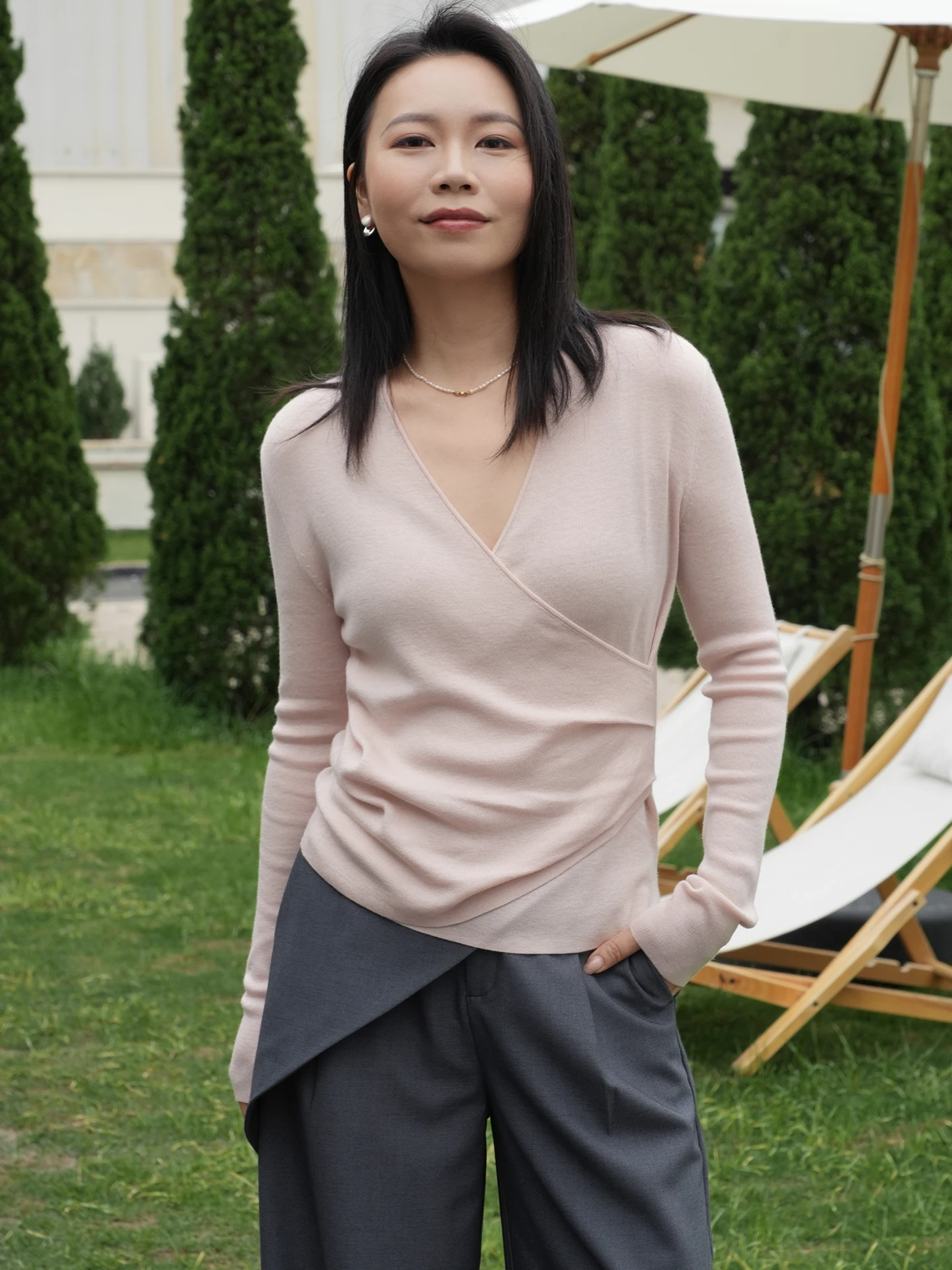Ting2 Studio Spring Knitted Sweater Venus Waist-Cinching Long Sve V-Ne Women's Slim Fit Knitwear Breathable Polyester - AliExpress Sweaters&Jumpers
