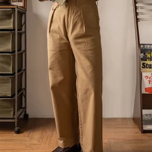 Red Tornado HBT Officer's Trousers High Rise Wide Leg Pleated Pants Straight Fit - AliExpress Pants
