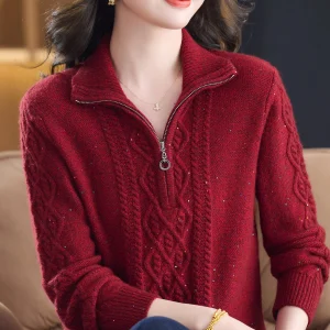 Warm Thiened Woolen Sweater High Ne Knitwear for Women Autumn Winter Faionable Mommy Clothes Resin Color Commute ... - AliExpress Sweaters&Jumpers