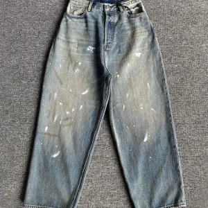 Waed Baggy Straight Leg Jeans Loose Fit Men's Vintage Sle Casual Trousers mid Waist Cotton 00% Four Seasons Wear - AliExpress Pants