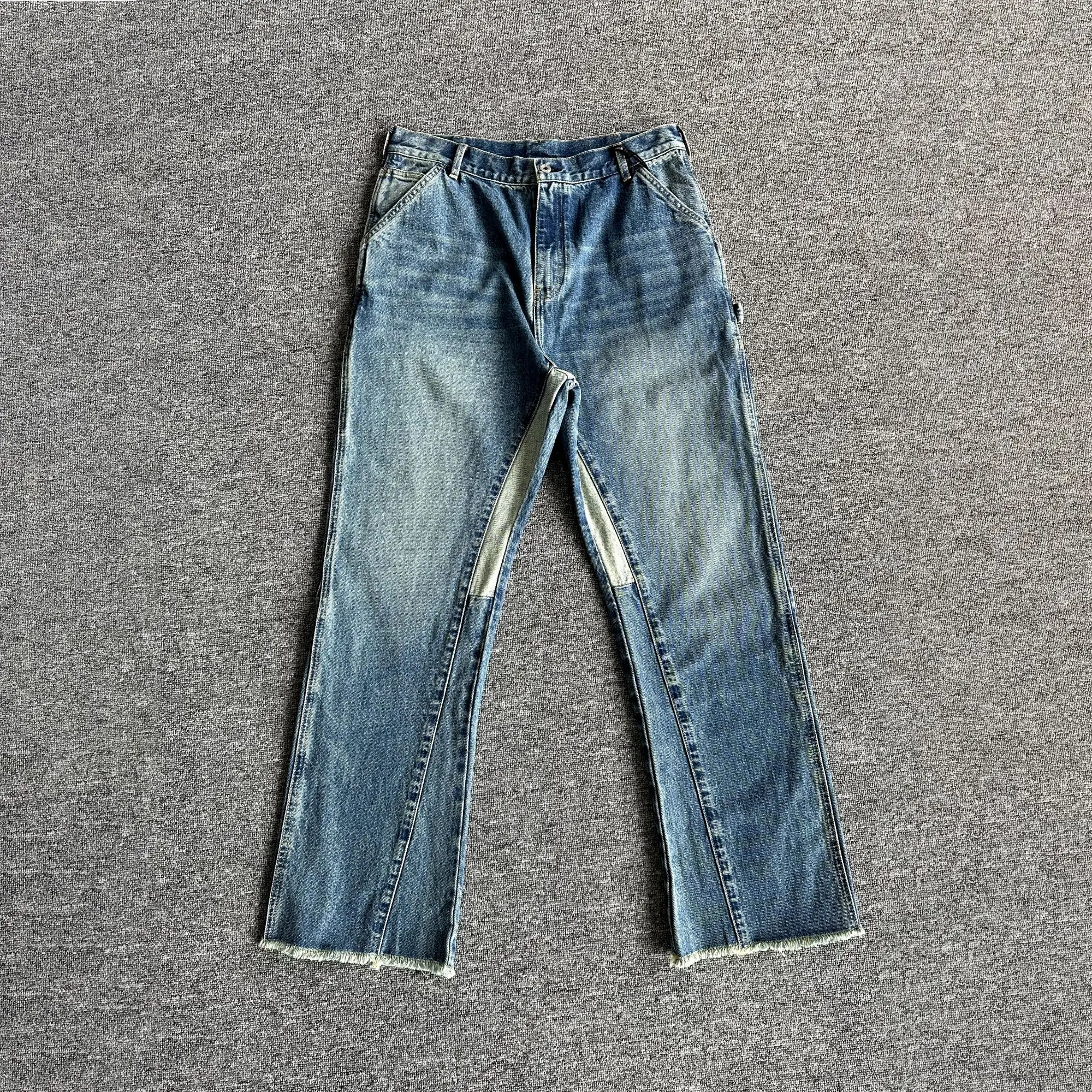 Retro Waed Distred Patchwork Micro Flared Jeans 3D Tailoring Logging ket Sle Casual Long Pants Men's Clothing - AliExpress Pants