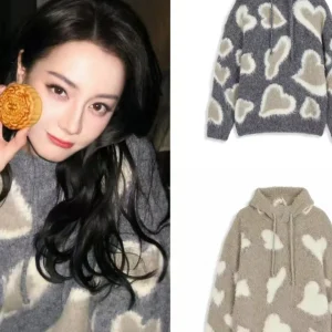 Loose Knitted Hoodie Sweater with Heart Pattern Casual Comfortable Overhead Design for Women Autumn Faion Single Piece - AliExpress Sweaters&Jumpers