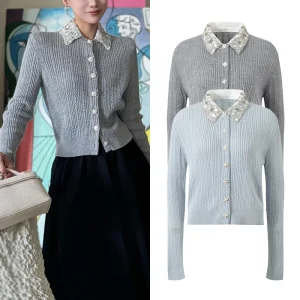 Spring 2025 New Gentle Sle Flutton Versatile Faionable Age-Defng Small ence Top Bright Tead Knitted Sweater - AliExpress Sweaters&Jumpers