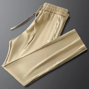 New summer khaki casual sports pants men slim feet men's polyester sweatpants - AliExpress Pants