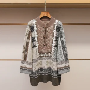 Loose Knitted Sweater Ethnic Pattern Tassel Winter New Retro Sle Women's Premium Faion Outerwear Comfortable Mid-Length - AliExpress Sweaters&Jumpers