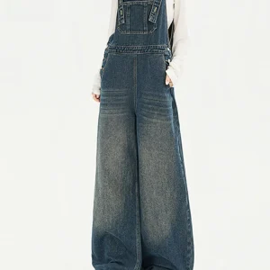 Non-Fading Denim Overalls Women's Loose Fit High Waist Long Pants Straight Leg Commute Sle New Autumn Collection - AliExpress Jumpsuits&Rompers