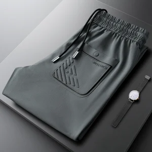 Light Luxury Summer Thin ey Sports Casual Pants Men's Slim Elastic Ice Silk Qui Dry Straight Leg Pants Faionable Urban ... - AliExpress Pants