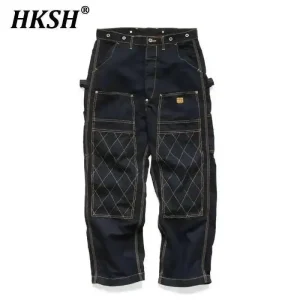 HKSH Spring Autumn New Men's Tide Punk Japan Style Casual Loose Fitting Trendy Dual Color Gold Thread Logging Cargo Pants HK3077 - AliExpress Pants