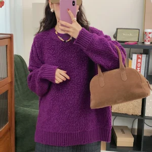 Extra Thi Warm Fce Women's Oversized Knit Sweater Winter Leisure Sle Long Sve round Ne Mid-Length Coat-Sle - AliExpress Sweaters&Jumpers
