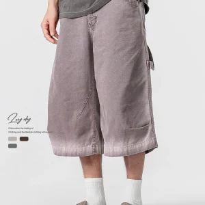 LAZY DAY Original Men's Loose Fit Straight Leg Casual Pants Retro Color Blo Street Sle Seven-Foot Cotton Summer Faion - AliExpress Pants