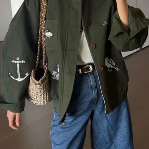 Casual Cotton Corduroy Jaet Women's Breathable Long Sve Zipper round Ne ort Outerwear Balame Embroidery irt Collar - AliExpress Sweaters&Jumpers