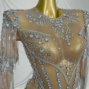 Yixing Sequine Tassel Diamonds Bodysuit Pole Dance Leotard Festival Costume Women Club Outfits Showgirl Performance Jumpsuits - AliExpress Jumpsuits&Rompers