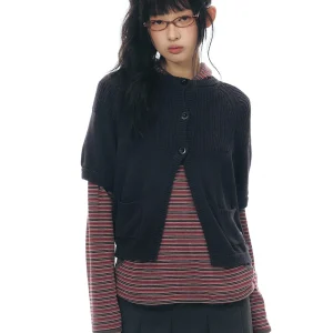NAPSNAPS Vintage Knitted Open Cardigan Women's Spring New Loose Fit round Ne Splicing Sweater Jaet Soft Cotton Five Sve - AliExpress Sweaters&Jumpers