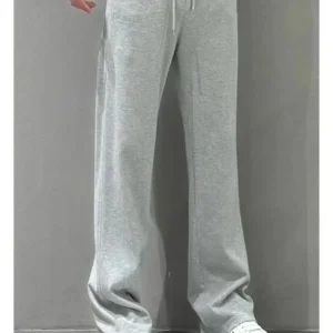 Grey Casual Loose Men's Wide Leg Pants Straight Leg Floor-Length Sports Trousers Spring 2026 CleanFit Style Non-Stretch - AliExpress Pants