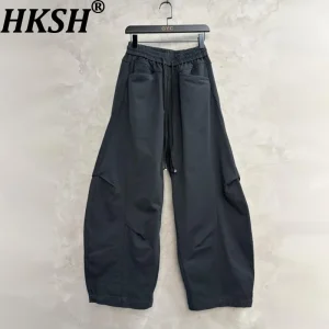 HKSH Spring Autumn New Man Dark Washed High Weight Sweatpants Personality Spliced Wide Leg Fashion Tide Versatile Casual HK11916 - AliExpress Pants