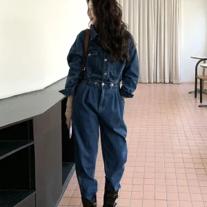 Light Blue Women's Denim Rer High Waist Casual Sle Spring Autumn New Small Size Slimming Versatile One-Piece Pants - AliExpress Jumpsuits&Rompers