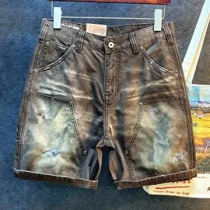 High Quali Vintage Workwear orts Men's Spring Summer Thin Worn Loose Casual Five-Quarter Length Pants Youth Straight Leg - AliExpress Pants