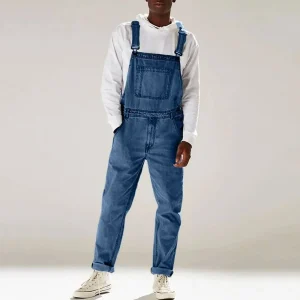 Men's Streetwear Color Multi-pocket Denim Bib Overalls Straight Leg Eighteen Pants Youthful Vitality Style Casual Wear - AliExpress Pants