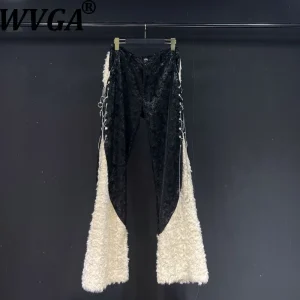 WVGA Autumn Winter New Men's Tide High Street Side Slit Trendy Zipper Punk Niche Chic Casual PU Leather Flared Pants Ins W13315 - AliExpress Pants