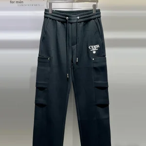 Men's Fce Lined Casual Trousers Winter Embroidery Design Straight Leg Sweatpants ket Detail Elastic Waist Youthful Sle - AliExpress Pants