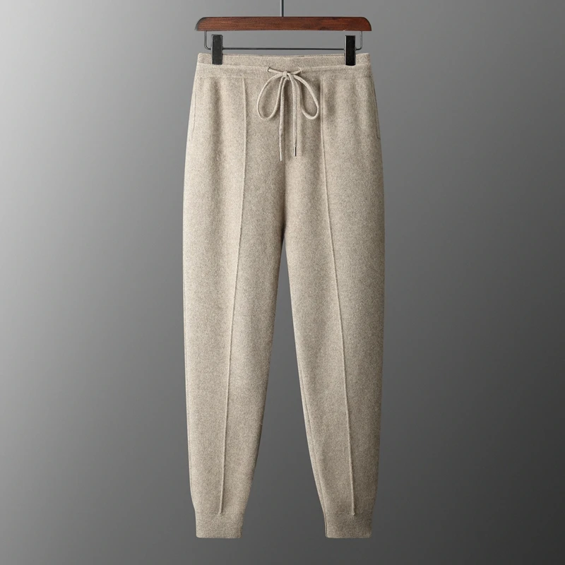 MVLYFLRT Men's Autumn Winter Tight Pants 100% Merino Wool Knitted Thickened Warm Leisure Sports Pants Cashmere Feel - AliExpress Pants