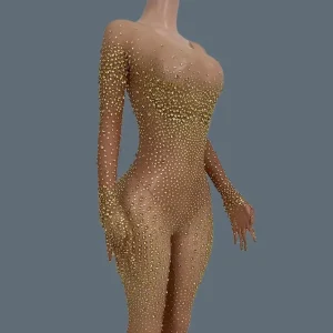 Sparkly Rhinestones Jumpsuit Women Long Sleeve Nightclub Prom Party Outfit Dance Performance Costume Stage Wear Tiaotiaotang - AliExpress Jumpsuits&Rompers