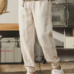 Retro Chinese Sle Flax Men's Casual Pants Loose Fit Spring Summer Breathable Straight Leg Trousers Faionable Spring Brand - AliExpress Pants