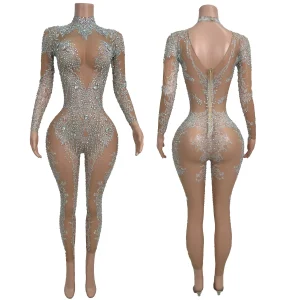 Glamorous Crystals Tight Fitting Jumpsuit Nightclub Party Drag Queen Performer Wear Festival Carnival Dance Sexy Outfit Putao - AliExpress Jumpsuits&Rompers