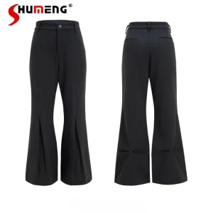 Men's 2025 Autumn Winter New Flared Trousers Simple High-End Solid Color Chic Pants Male Handsome Loose Comfort Zipper Trousers - AliExpress Pants