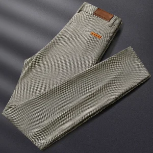 Light luxury summer thin yarn-dyed casual pants men small feet slim business high-end vertical suit pants men - AliExpress Pants