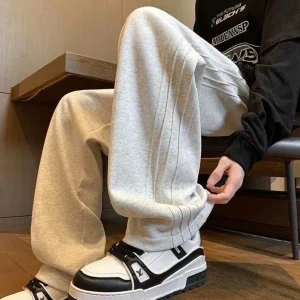 Cool Haome Straight Leg Sweatpants Loose Men's Casual Sports Trousers for Teenagers Autumn 2025 PVC Fabric Middle Waist - AliExpress Pants