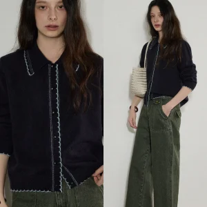 Lofi Choose Women's Knitted Open Cardigan with Ruffle Collar Color Blo Spring New Sle Simple Match All Top Polyester Fiber - AliExpress Sweaters&Jumpers