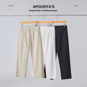 Men's Casual Thiened Straight Leg Cosite Pants Loose Fit Autumn Winter Faionable White Long Trousers Cotton Blend - AliExpress Pants