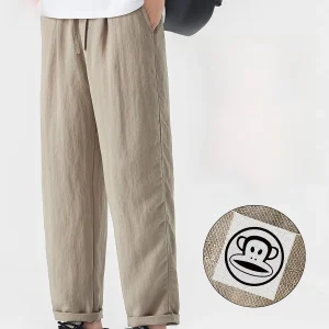 PaulFrank Linen Silk Casual Pants Men Summer Thin Straight Loose Long Trousers Breathable Comfortable Durable Faionable - AliExpress Pants