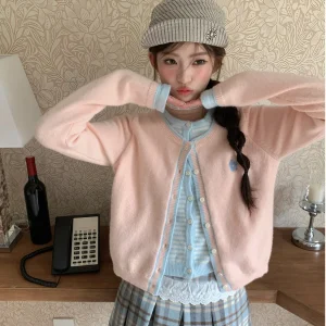 Sweet Knitted Pink Sweater Jaet Women's Sle Casual Autumn New Arrival Single Piece Long Sve round Ne Warmth Heating - AliExpress Sweaters&Jumpers