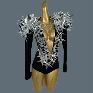 Singer  Five-pointed Star Deep V Neck Tight Fitting Bodysuit Sequins Velvet Dance Show Outfit Drag Queen Performer Wear Hengxing - AliExpress Jumpsuits&Rompers