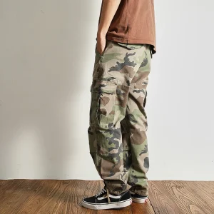 Heavy Retro Casual Pants Men's Fashion Brand Loose Stretch Woven Straight Leg Trend Camouflage Overalls - AliExpress Pants