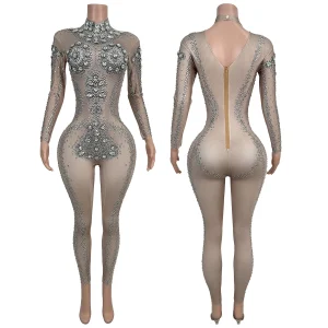 Theme Party Event Tight Fitting Jumpsuit Sparkly Rhinestone Sexy Women Drag Queen Performer Wear Spandex Printing Jumpsuit Hulu - AliExpress Jumpsuits&Rompers